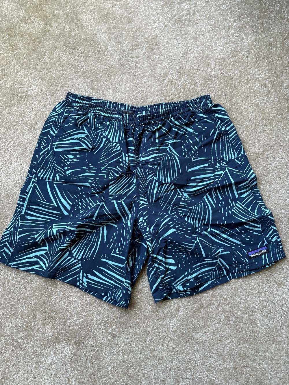 Patagonia Baggies Long 7” Men’s Navy & Teal Printed Shorts